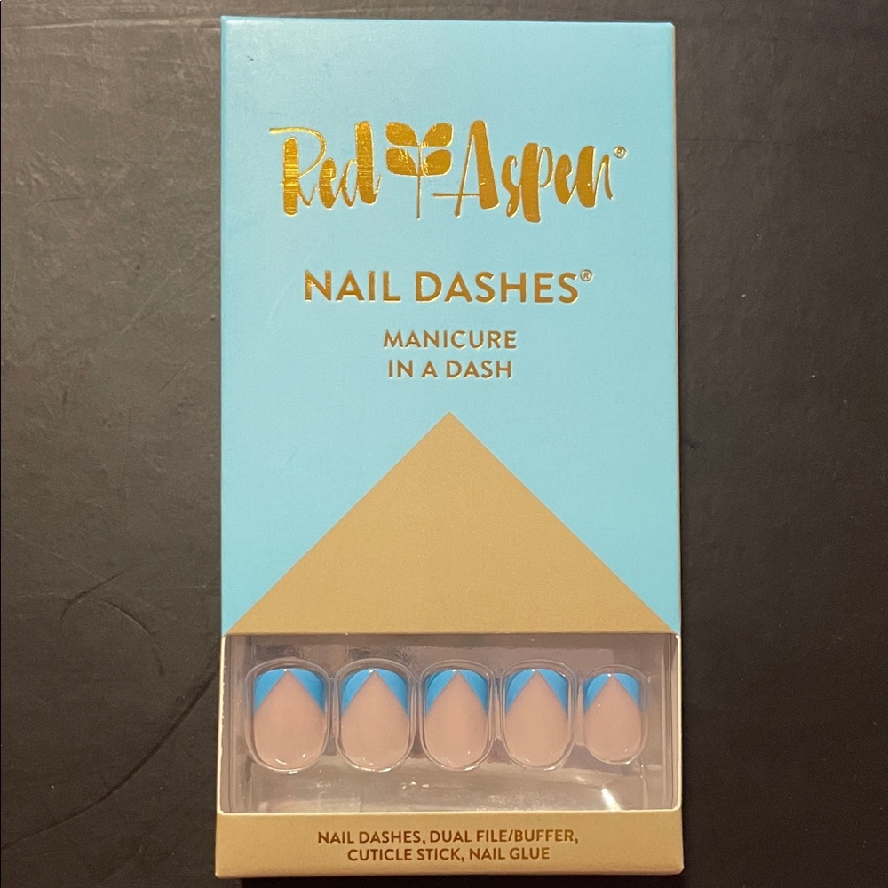Red Aspen Nail Dashes Press-On Nails - Nude with Blue Tip